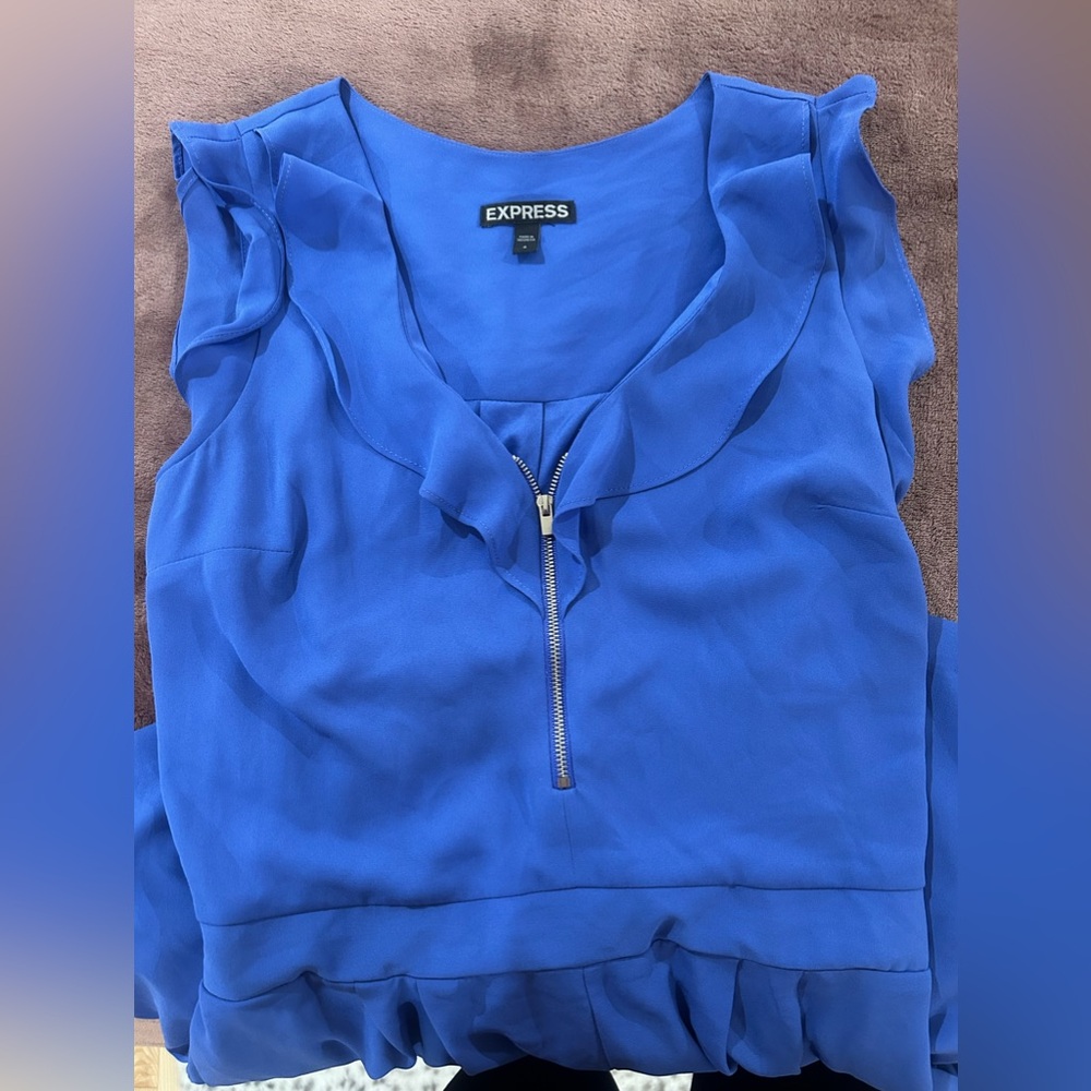 Express Vibrant Blue Ruffle Romper - Picture 5 of 7